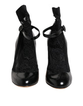 Dolce & Gabbana Black Leather Lace Socks Heels Pumps Shoes